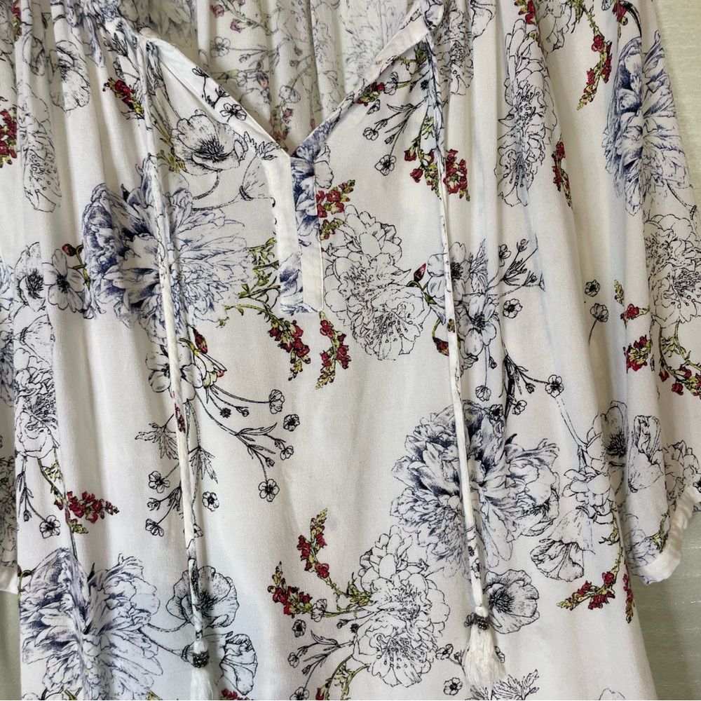 Daniel Rainn 2XL White Rayon Floral Blouse - Picture 3 of 11